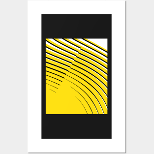 Yellow with black and white abstract Posters and Art